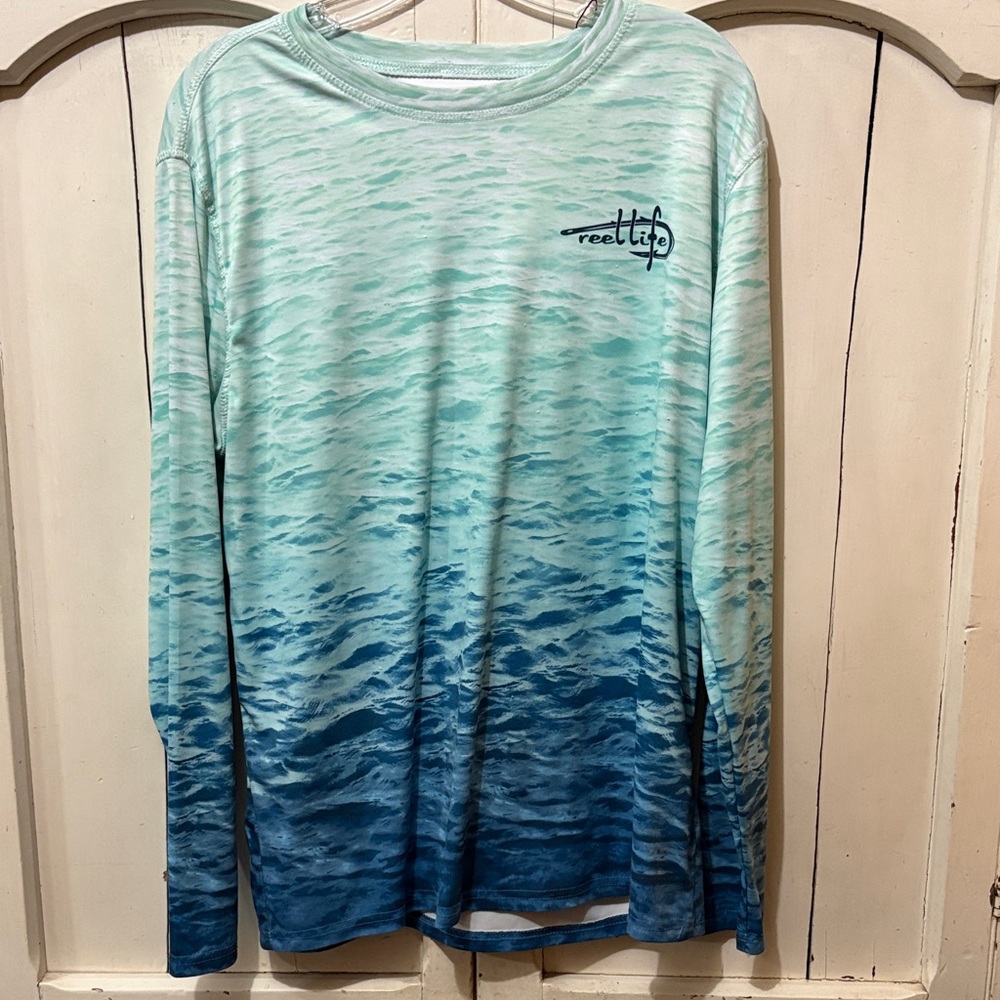 Reel Life Blue and Green Long Sleeve Shirt
